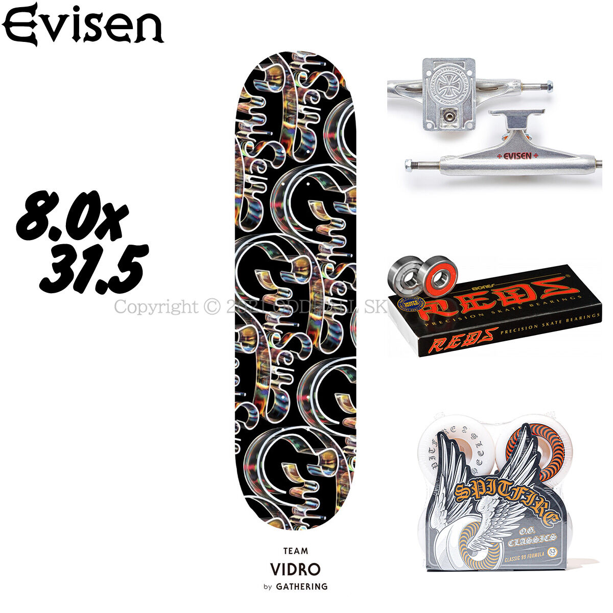 EVISEN 8.125 スケートボード板 - スケートボード