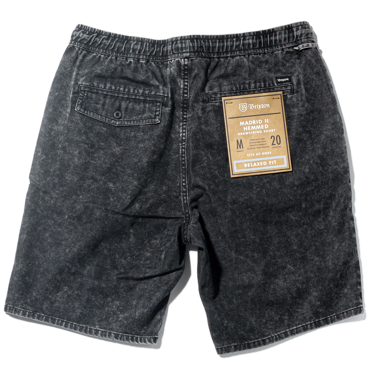 BRIXTON MADRID II HEMMED SHORT black acid wash