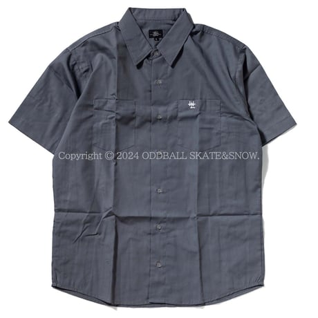 HARD LUCK ICON BUTTON UP S/S SHIRT GREY
