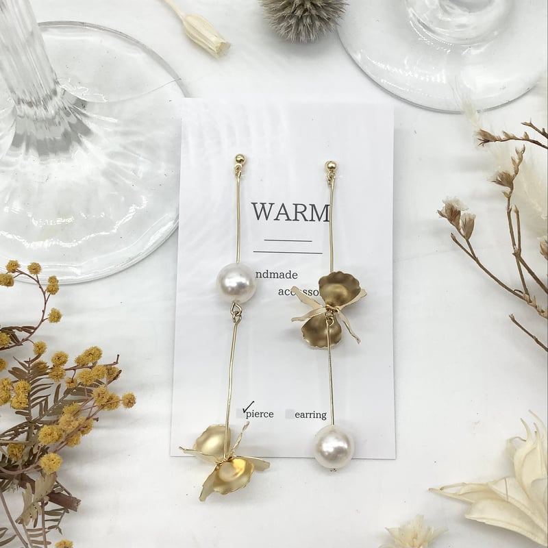 warmth】フラワーパールピアス
