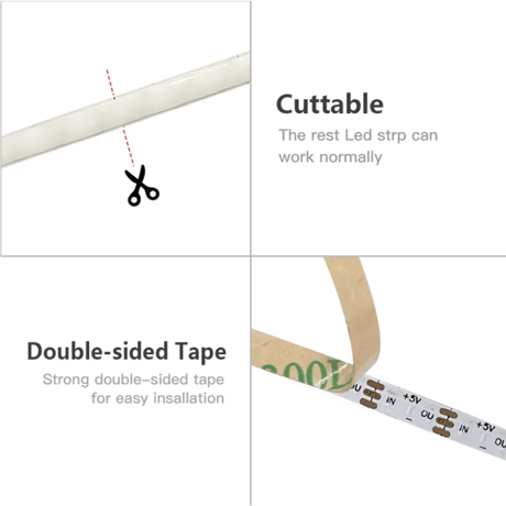 RGB COB Like LED Strip Light Slim 5mm DC5V (1.5m)