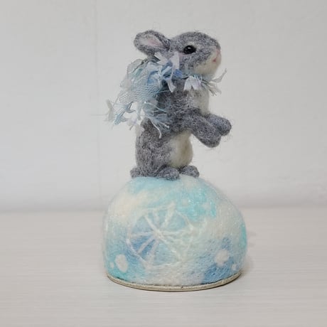 [羊毛針刺し(ミニ)]  ウサギと氷