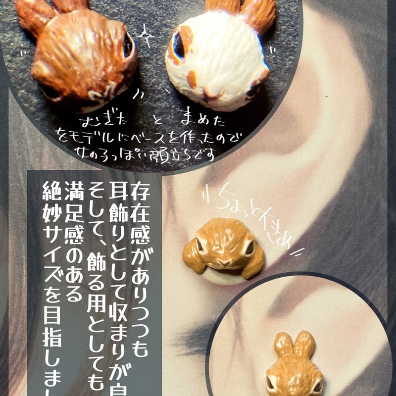 ○ふんばりうさぎ○ピアス 【立ち耳・ダッチチョコ】 | rabbica ONLINE