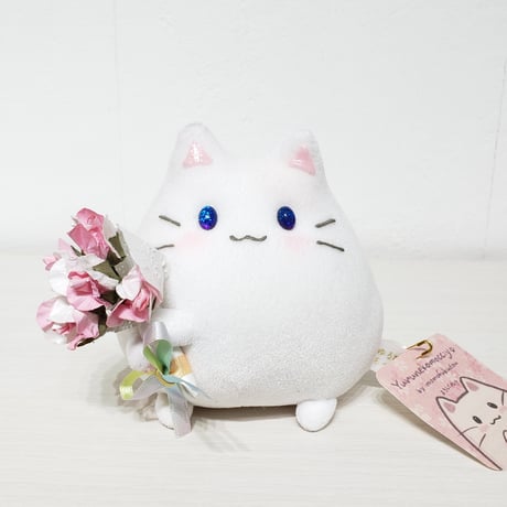 ねこもっちー（花束どうぞ 白）