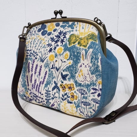 「のはらのうさぎ」がまぐちショルダーバッグ‐blue‐