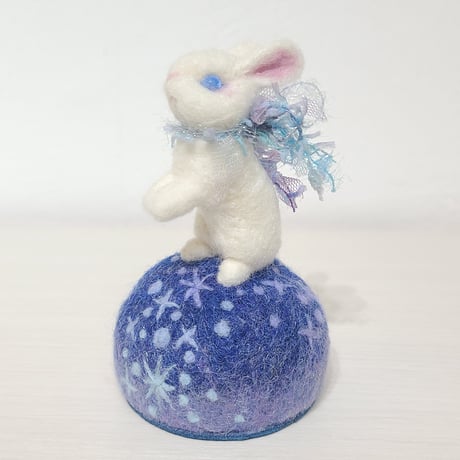 [羊毛針刺し(ミニ)]ウサギと天の川(BIW)