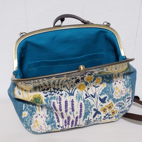 「のはらのうさぎ」がまぐちショルダーバッグ‐blue‐