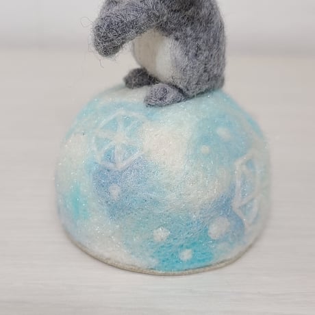 [羊毛針刺し(ミニ)]  ウサギと氷