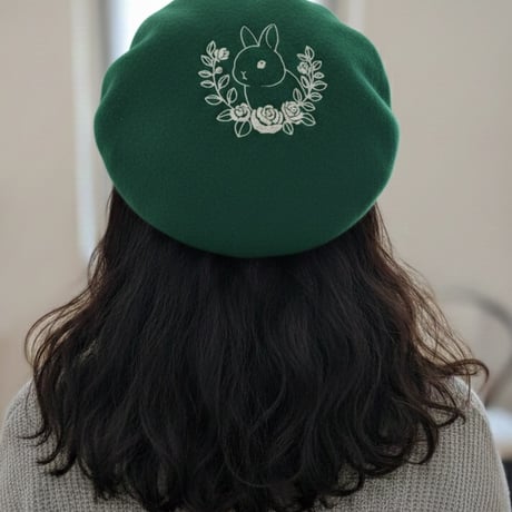 刺繍ベレー （ローズガーランド）