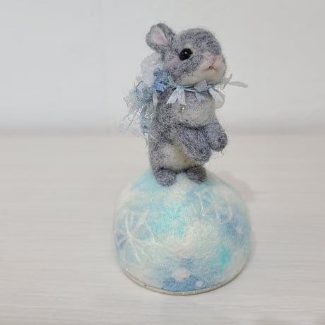 [羊毛針刺し(ミニ)]  ウサギと氷