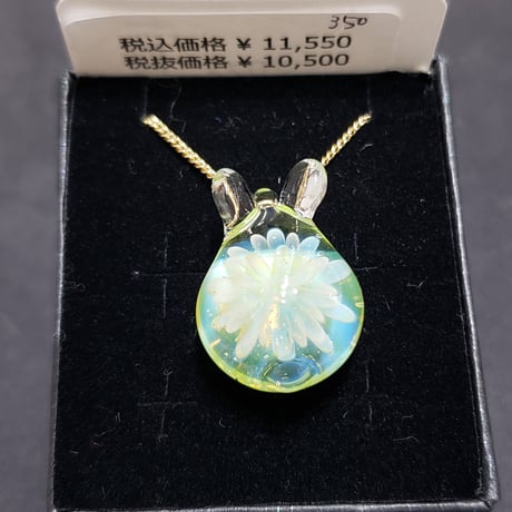 【冬季限定】雪の華うさぎのペンダント（色変ガラス使用）-350