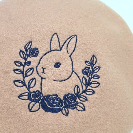 刺繍ベレー （ローズガーランド）