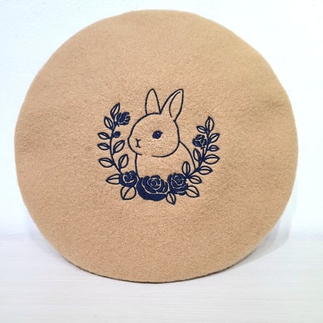 刺繍ベレー （ローズガーランド）