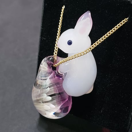 うさぎと雪の華のペンダント-661