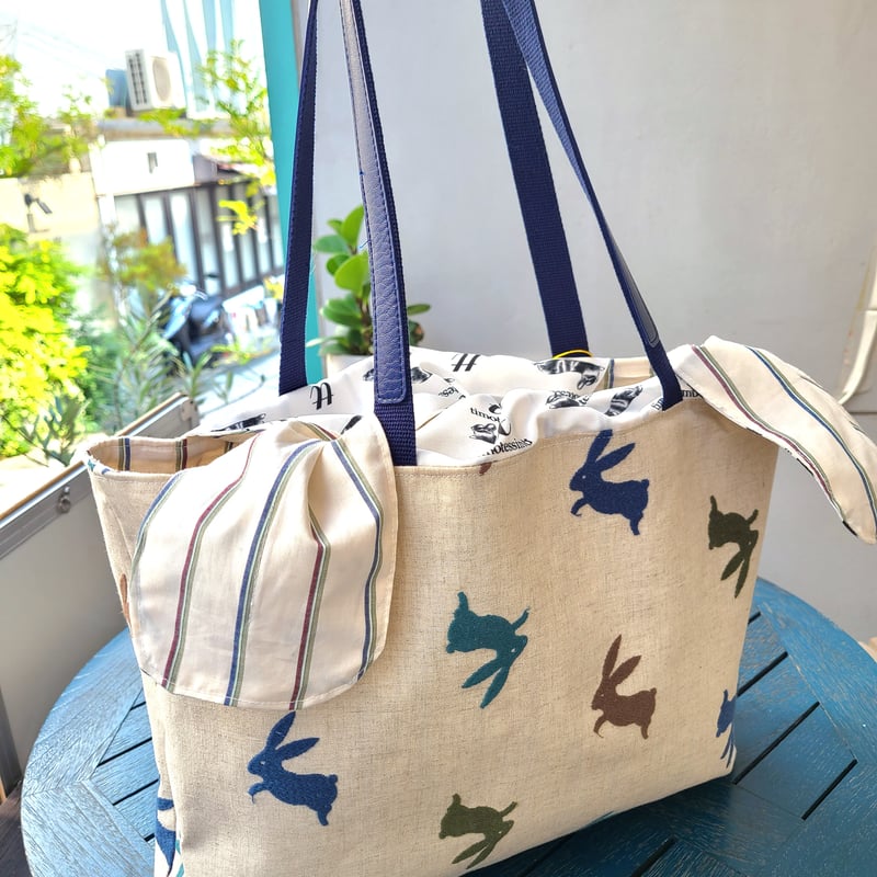 ウサギとクマの刺繍トートバッグ バッグ】くまくま 刺繍ミニトート – ひとえうさぎ公式通販サイト