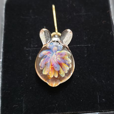 お花うさぎのピアス(イヤリング変更可)-457