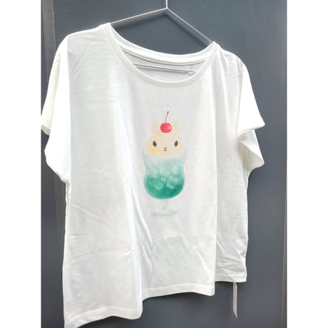 ドルマンスリーブTシャツ（うさクリームソーダ）オフホワイト