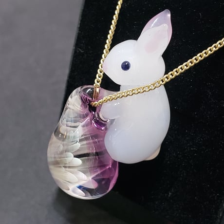 うさぎと雪の華のペンダント-661