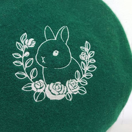 刺繍ベレー （ローズガーランド）