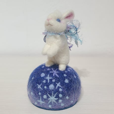 [羊毛針刺し(ミニ)]ウサギと天の川(BIW)