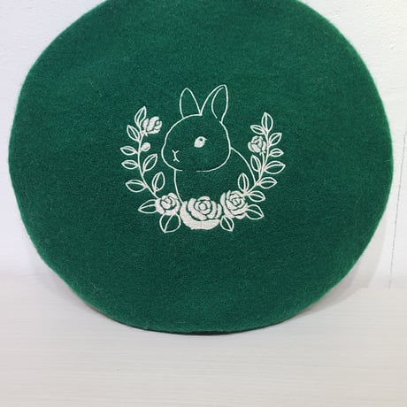 刺繍ベレー （ローズガーランド）
