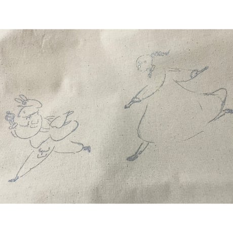 rabbica限定　トートバック 「うさぎさん、待って。」  シルバー