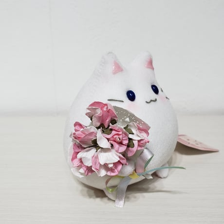 ねこもっちー（花束どうぞ 白）