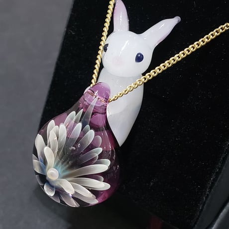 うさぎと雪の華のペンダント-661