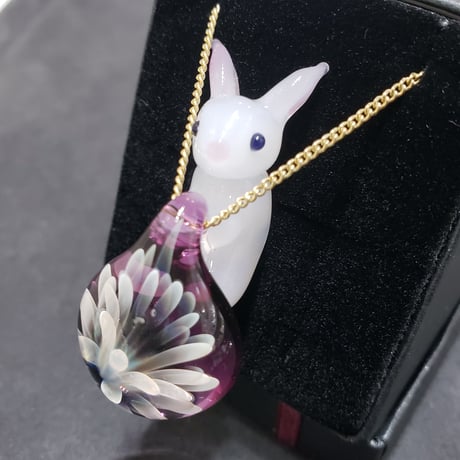 うさぎと雪の華のペンダント-661