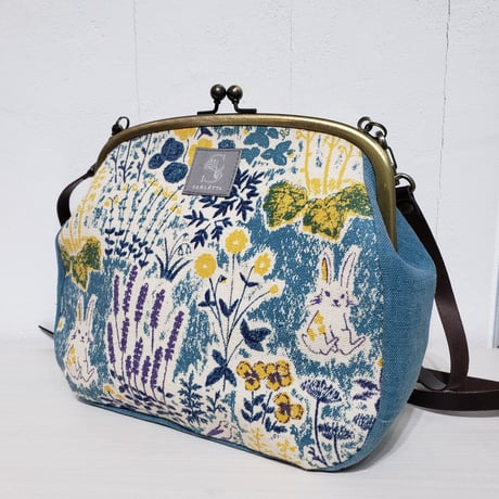 「のはらのうさぎ」がまぐちショルダーバッグ‐blue‐