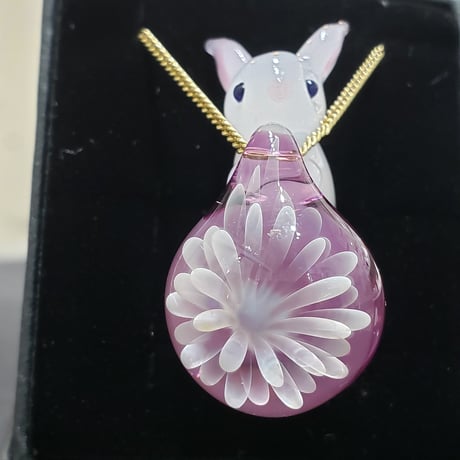 うさぎと雪の華のペンダント-661