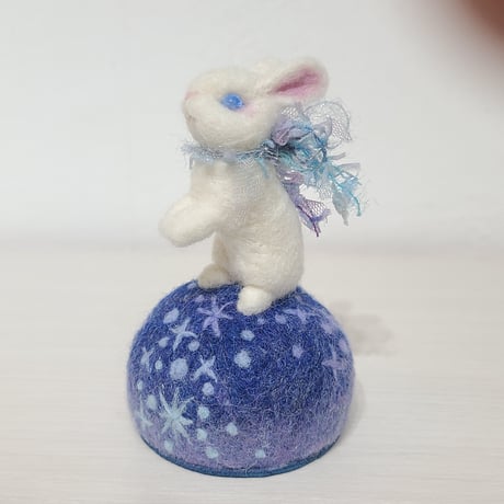 [羊毛針刺し(ミニ)]ウサギと天の川(BIW)