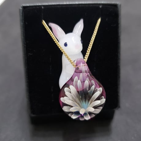 うさぎと雪の華のペンダント-661