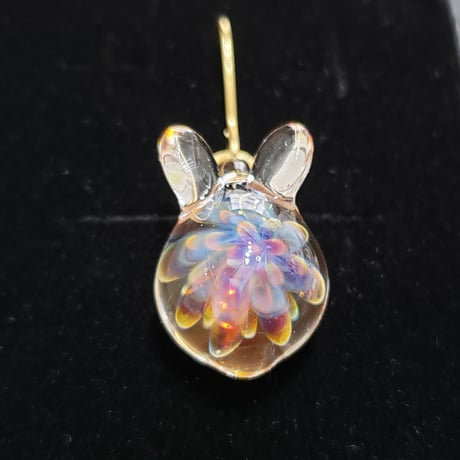 お花うさぎのピアス(イヤリング変更可)-455