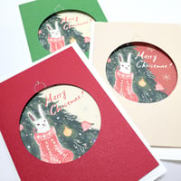 「クリスマスリースカード」 （赤・オフホワイト・緑）