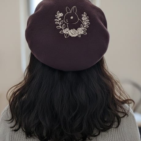刺繍ベレー （ローズガーランド）