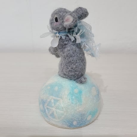 [羊毛針刺し(ミニ)]  ウサギと氷