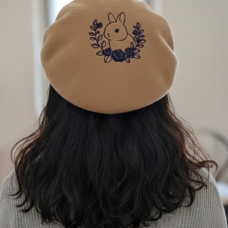 刺繍ベレー （ローズガーランド）
