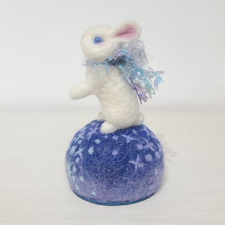 [羊毛針刺し(ミニ)]ウサギと天の川(BIW)