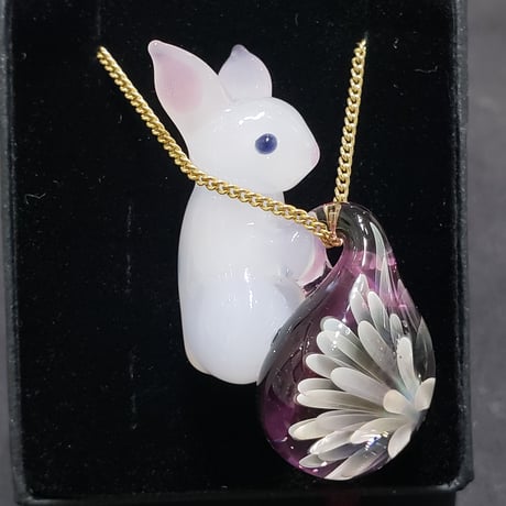 うさぎと雪の華のペンダント-661