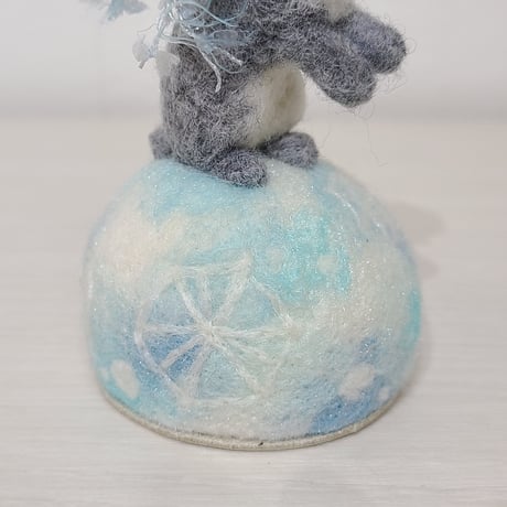 [羊毛針刺し(ミニ)]  ウサギと氷