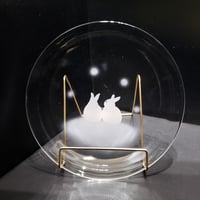 ガラス小皿【雪のうさぎたち ２羽】