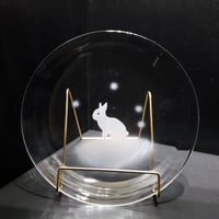 ガラス小皿【雪のうさぎたち 立ち姿】