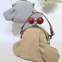 うさぎの がま口ポーチ 【たれ耳】