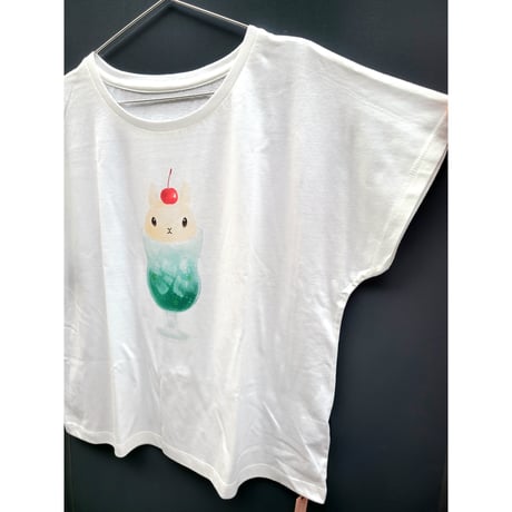 ドルマンスリーブTシャツ（うさクリームソーダ）オフホワイト