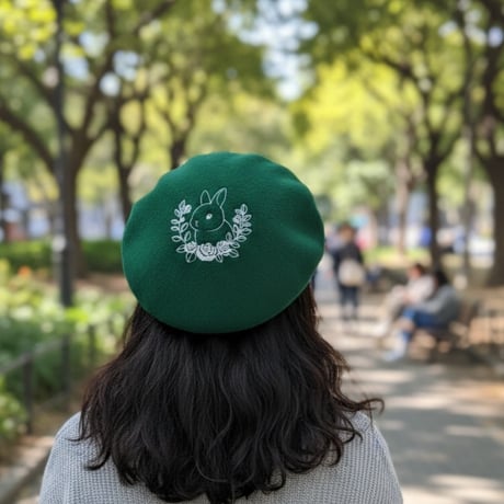 刺繍ベレー （ローズガーランド）