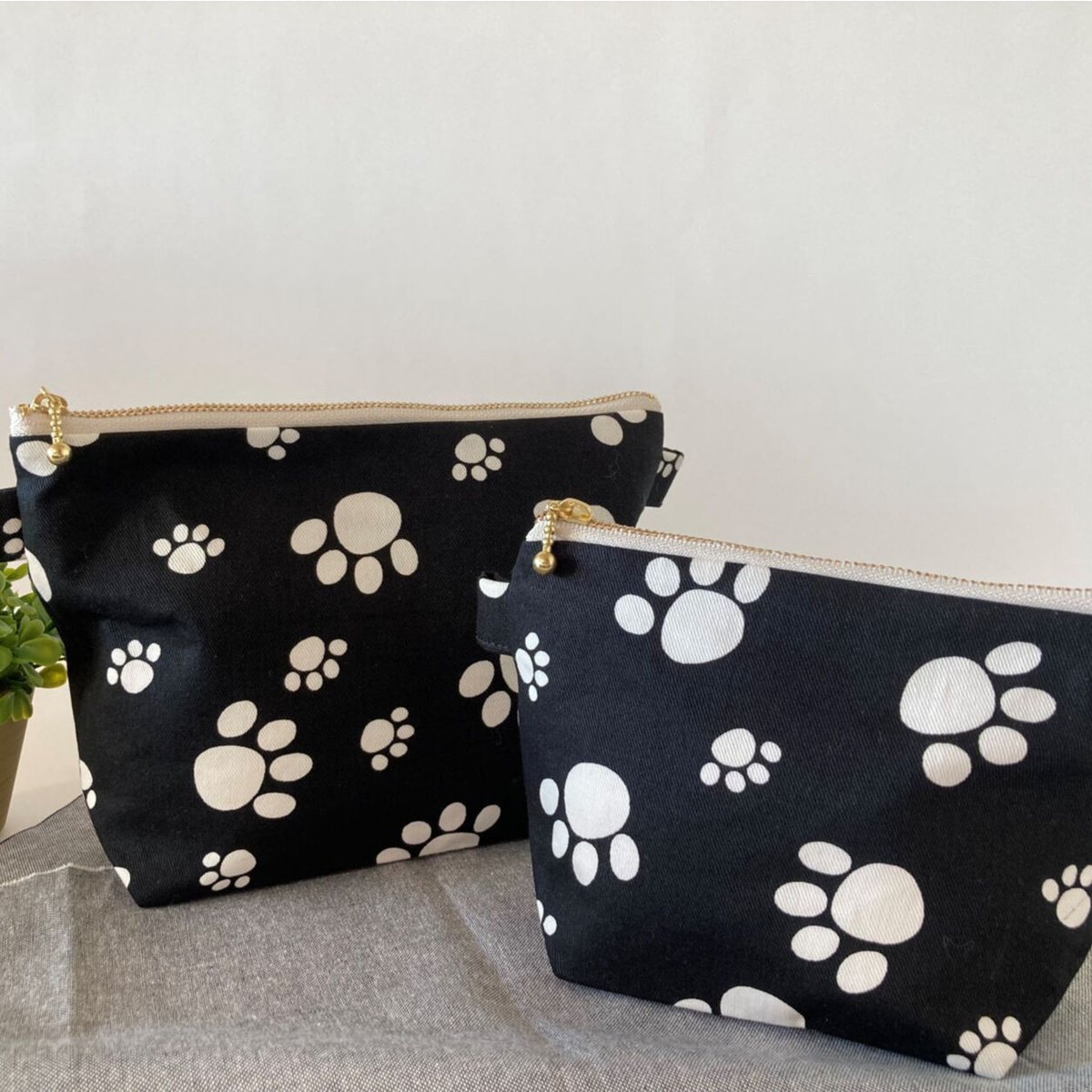 春里どんぐりの家 ＊ねこちゃんのあしあと＊ファスナーポーチセット