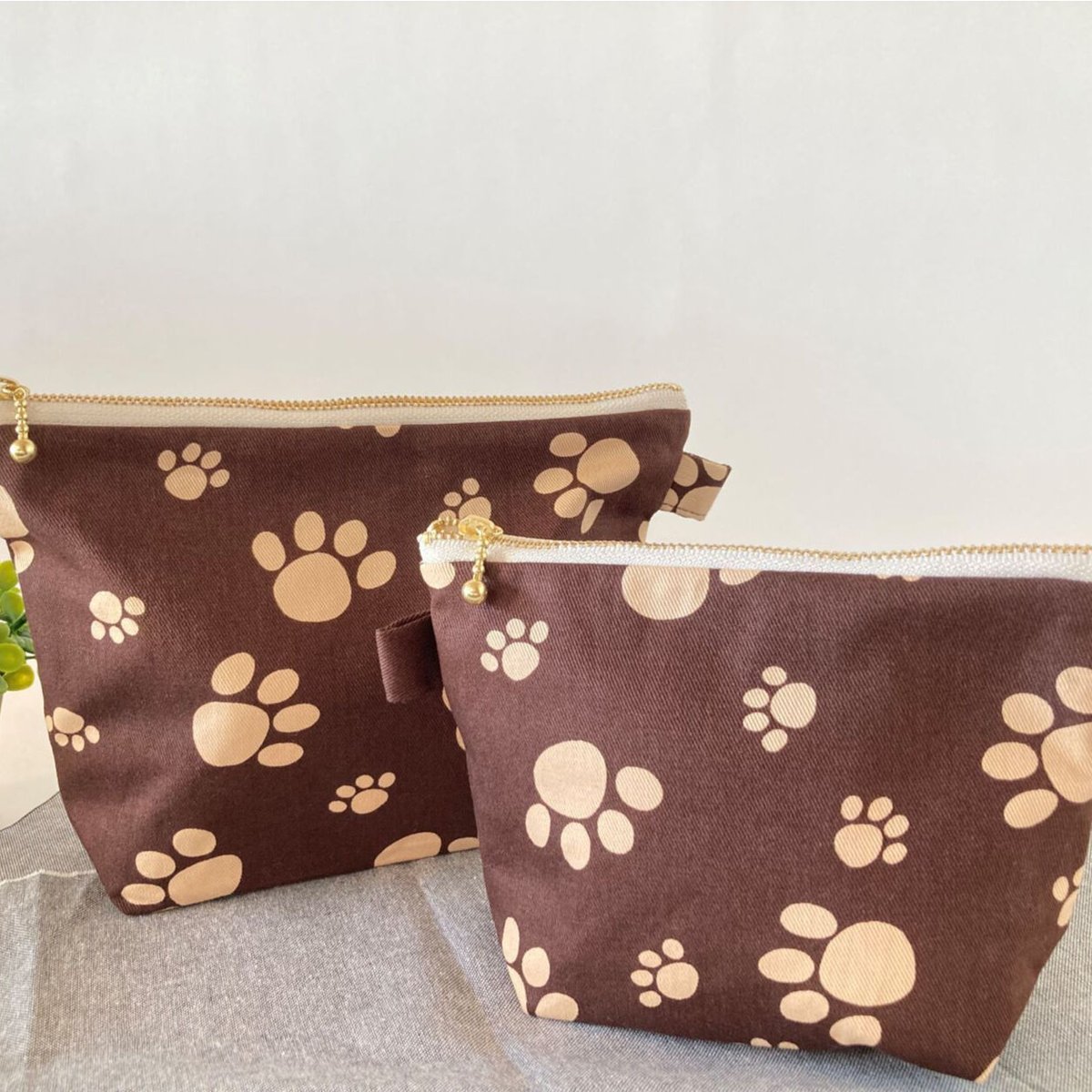 春里どんぐりの家 ＊ねこちゃんのあしあと＊ファスナーポーチセット