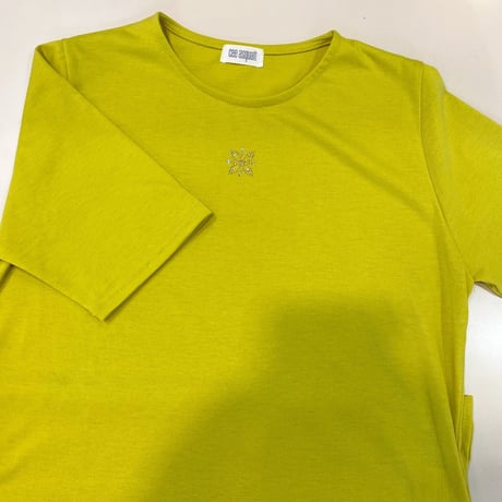T/CラインストーンクールネックTシャツ/Cee asquait【半額以上割引】