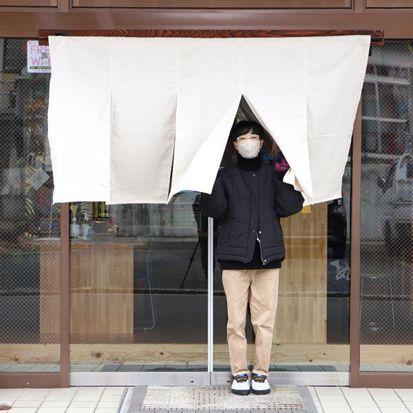 さえらのれん ワンポイント染め オリジナル白のれん 【幅181～200cm×Sサイズ丈